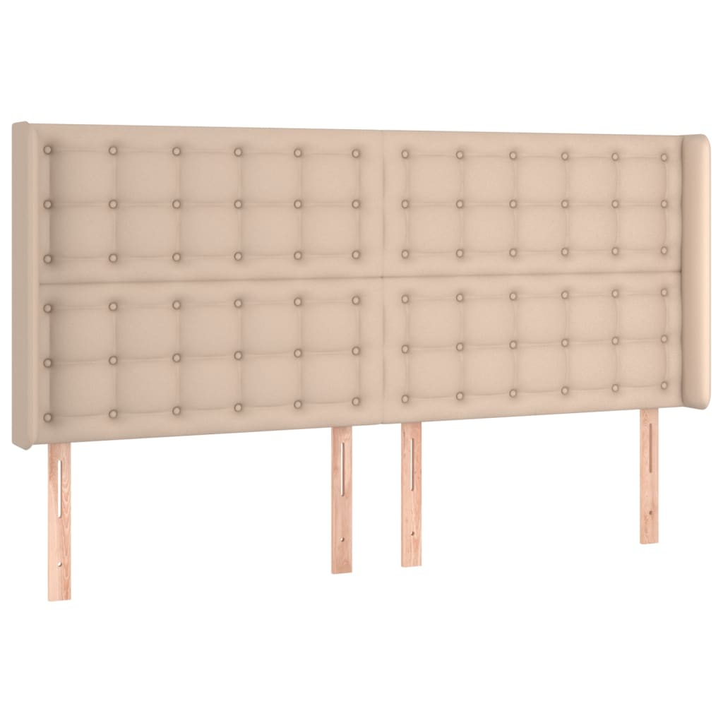 vidaXL Box spring postelja z vzmetnico LED kapučino 160x200 cm