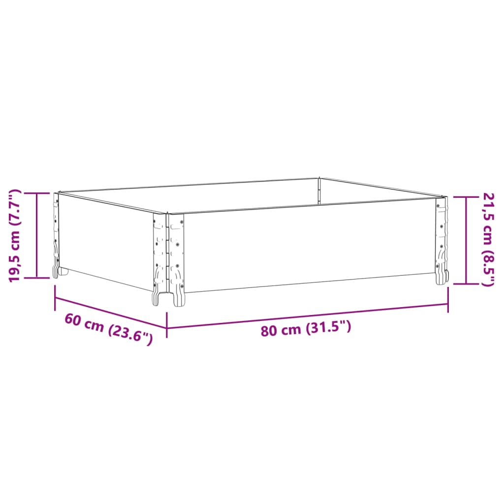 vidaXL Vrtno korito 80x60 cm trdna borovina