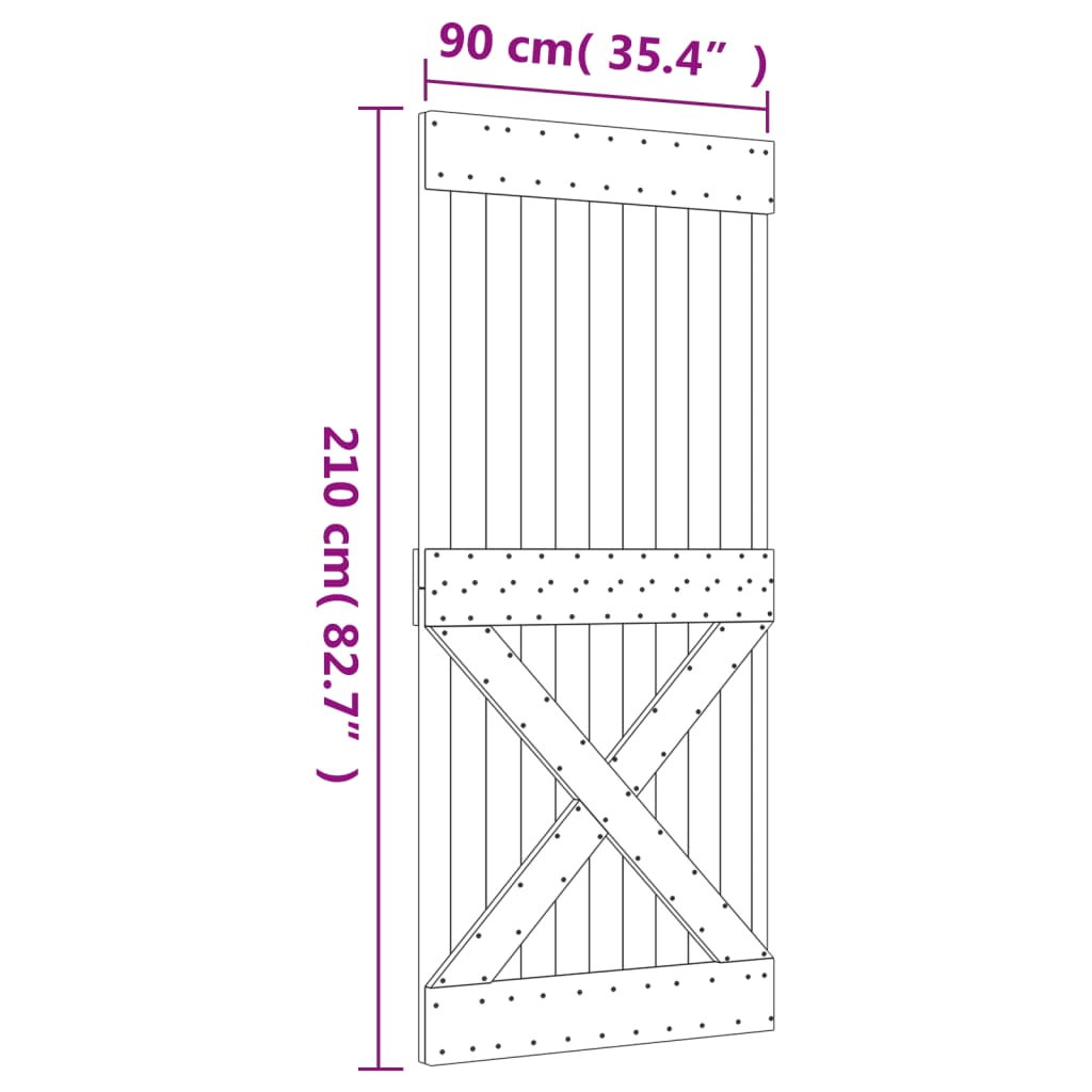 vidaXL Drsna vrata s kompletom vodil 90x210 cm trdna borovina