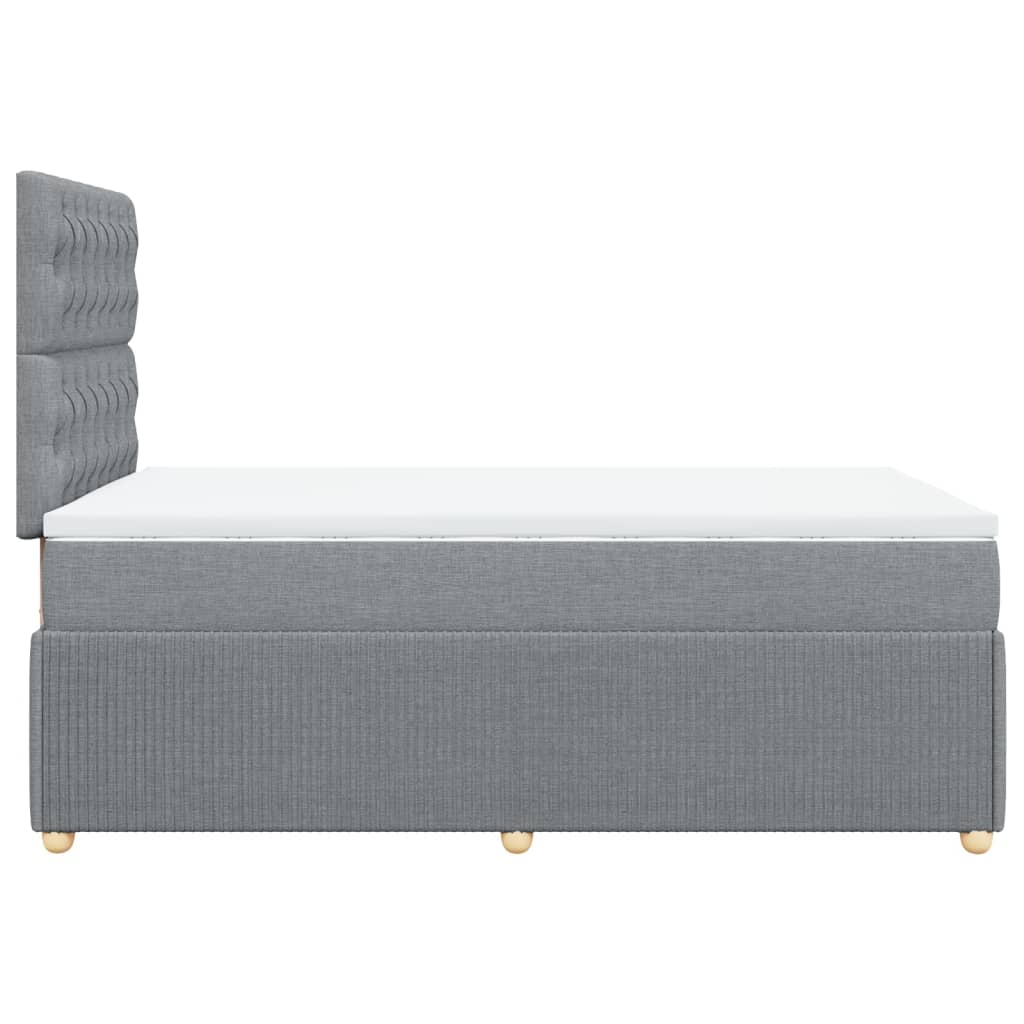 vidaXL Boxspring postelja z vzmetnico svetlo siva 120x190 cm blago