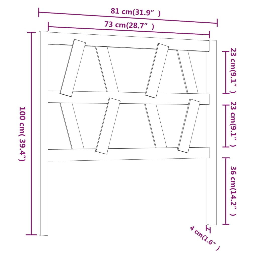 vidaXL Posteljno vzglavje medeno rjavo 81x4x100 cm trdna borovina