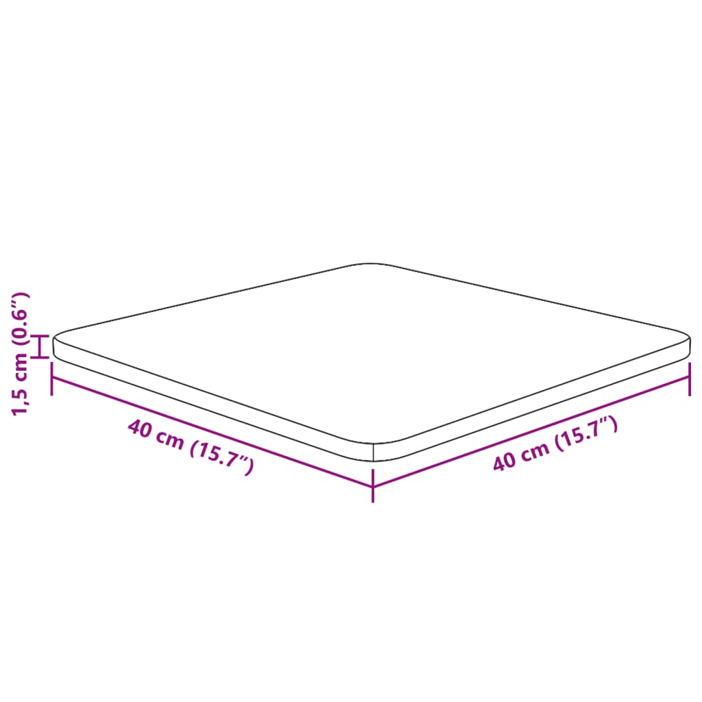 vidaXL Kvadratna mizna plošča tem. rjava 40x40x1,5 cm trdna hrastovina