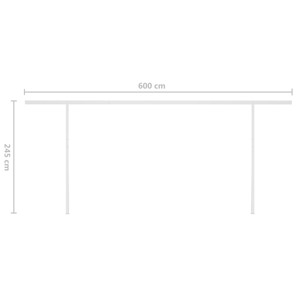 vidaXL Ročno zložljiva tenda z LED lučkami 6x3 m krem