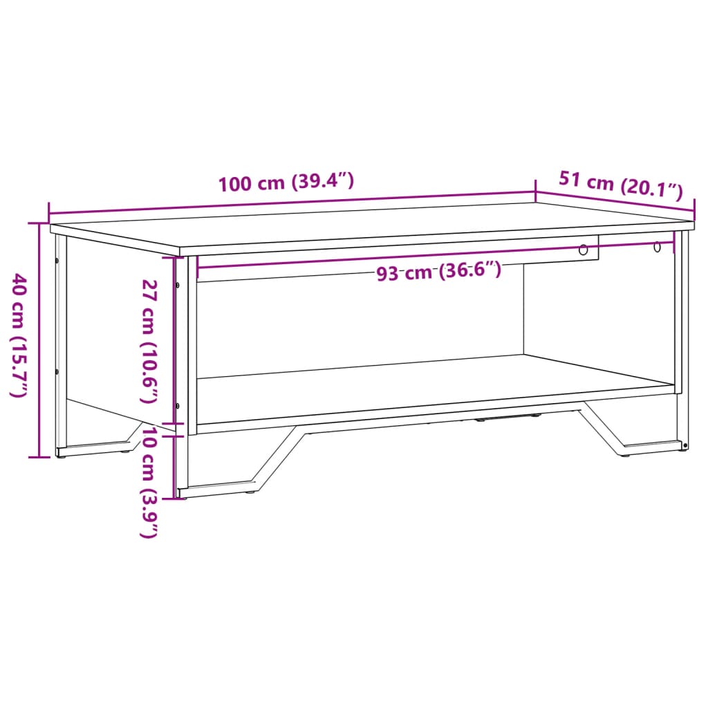 vidaXL Klubska mizica siva sonoma 100x51x40 cm inženirski les