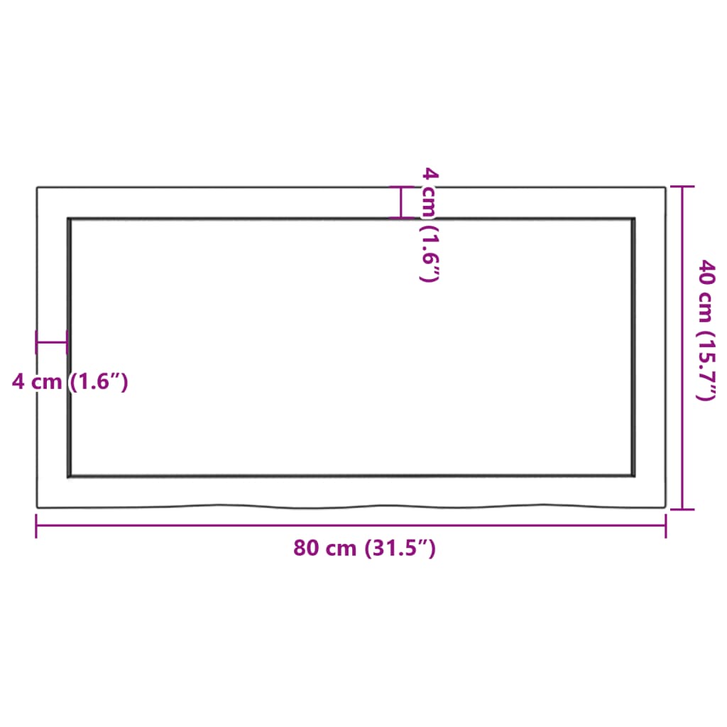 vidaXL Mizna plošča 80x40x(2-4) cm neobdelana trdna hrastovina