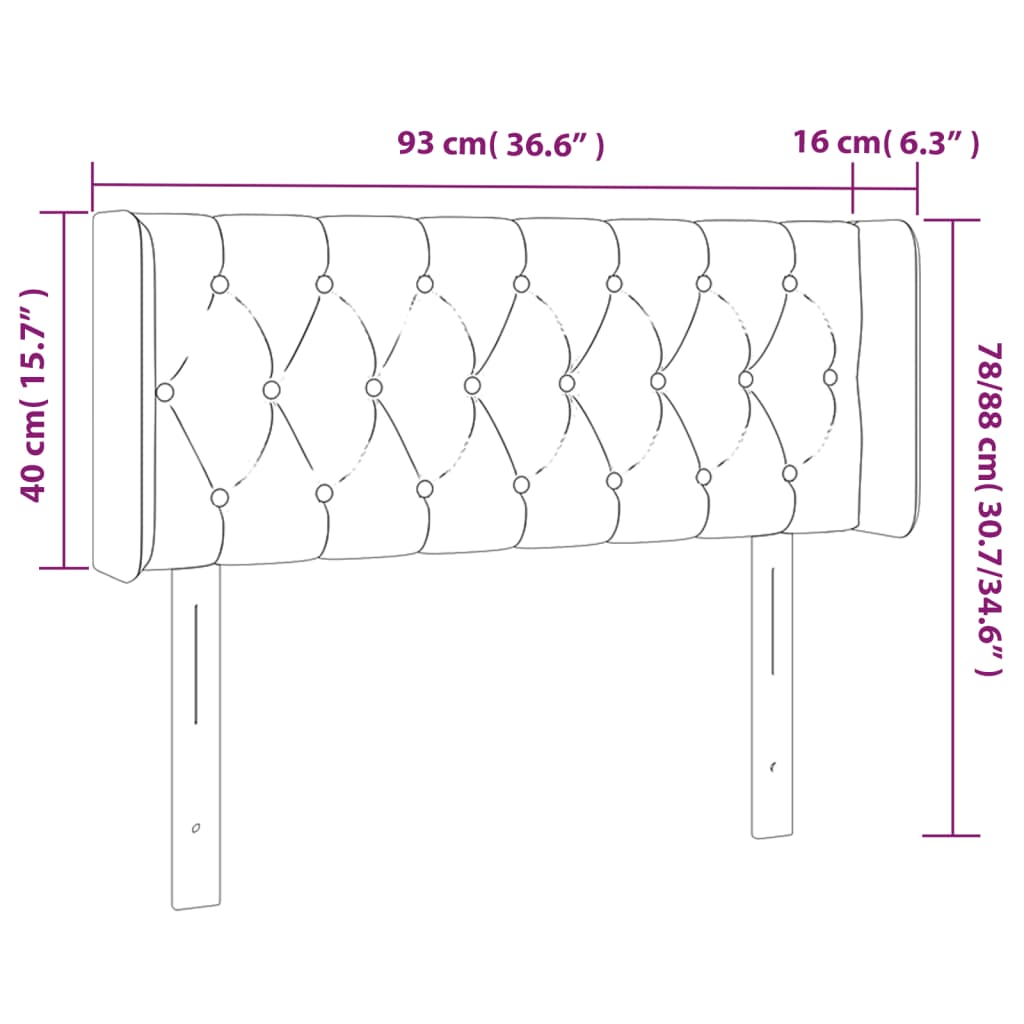 vidaXL LED posteljno vzglavje temno sivo 93x16x78/88 cm blago