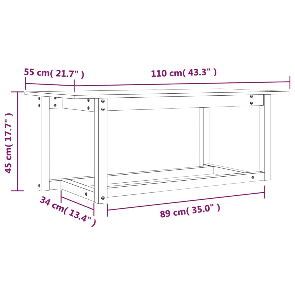 vidaXL Klubska mizica siva 110x55x45 trdna borovina