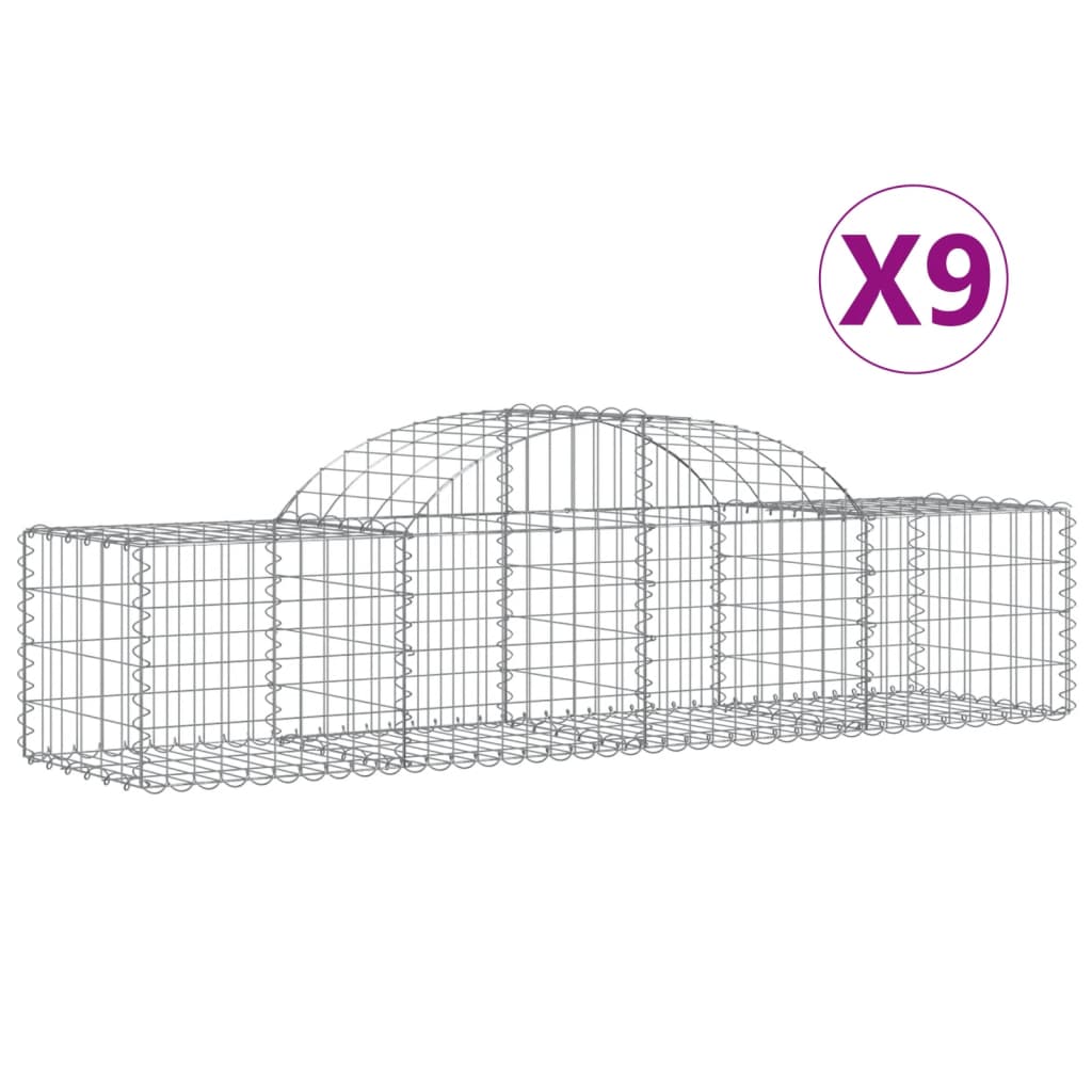 vidaXL Obokane gabion košare 9 kosov 200x50x40/60 cm pocinkano železo