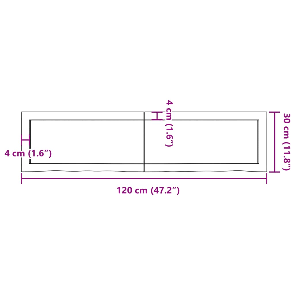 vidaXL Stenska polica 120x30x(2-6) cm neobdelana trdna hrastovina