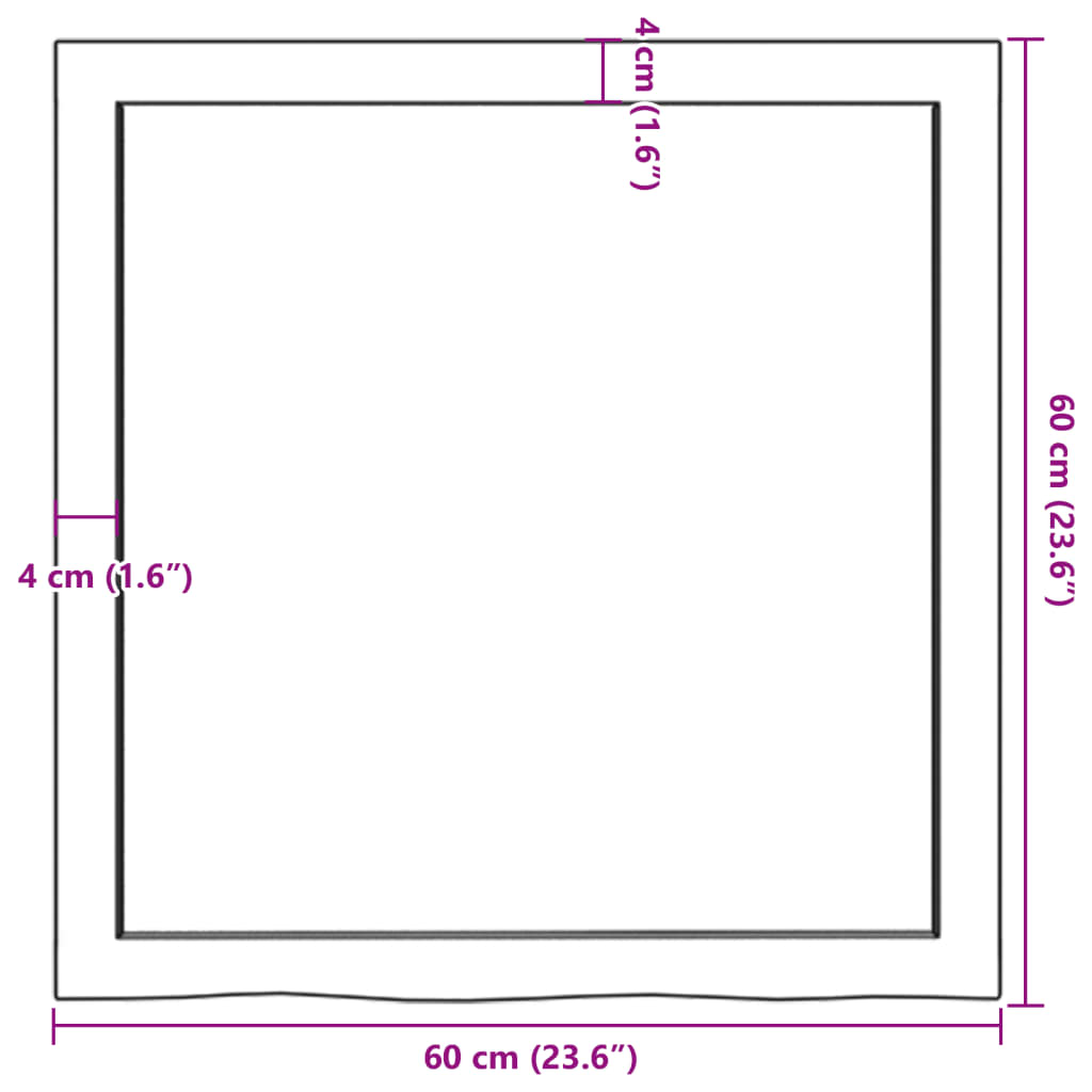 vidaXL Kopalniški pult 60x60x(2-4) cm neobdelan trden les