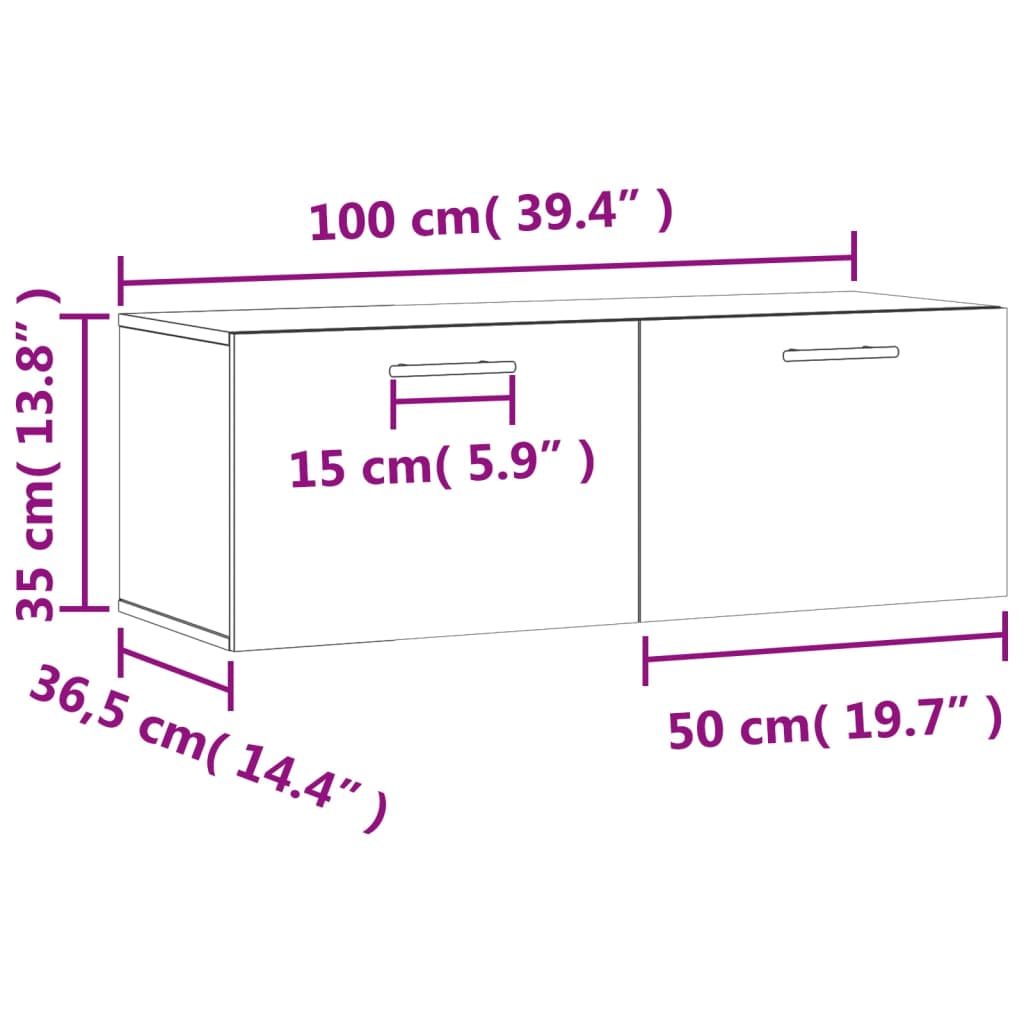 vidaXL Stenska omarica dimljeni hrast 100x36,5x35 cm inženirski les