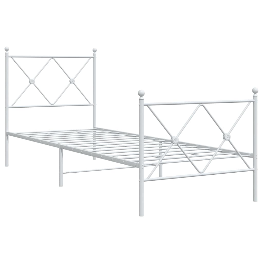 vidaXL Kovinski posteljni okvir z vzglavjem in vznožjem bel 80x200 cm