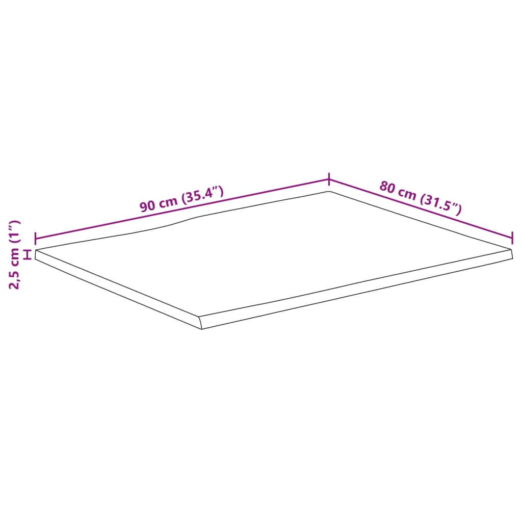 vidaXL Mizna plošča 90x80x2,5 cm naraven rob trden mangov les