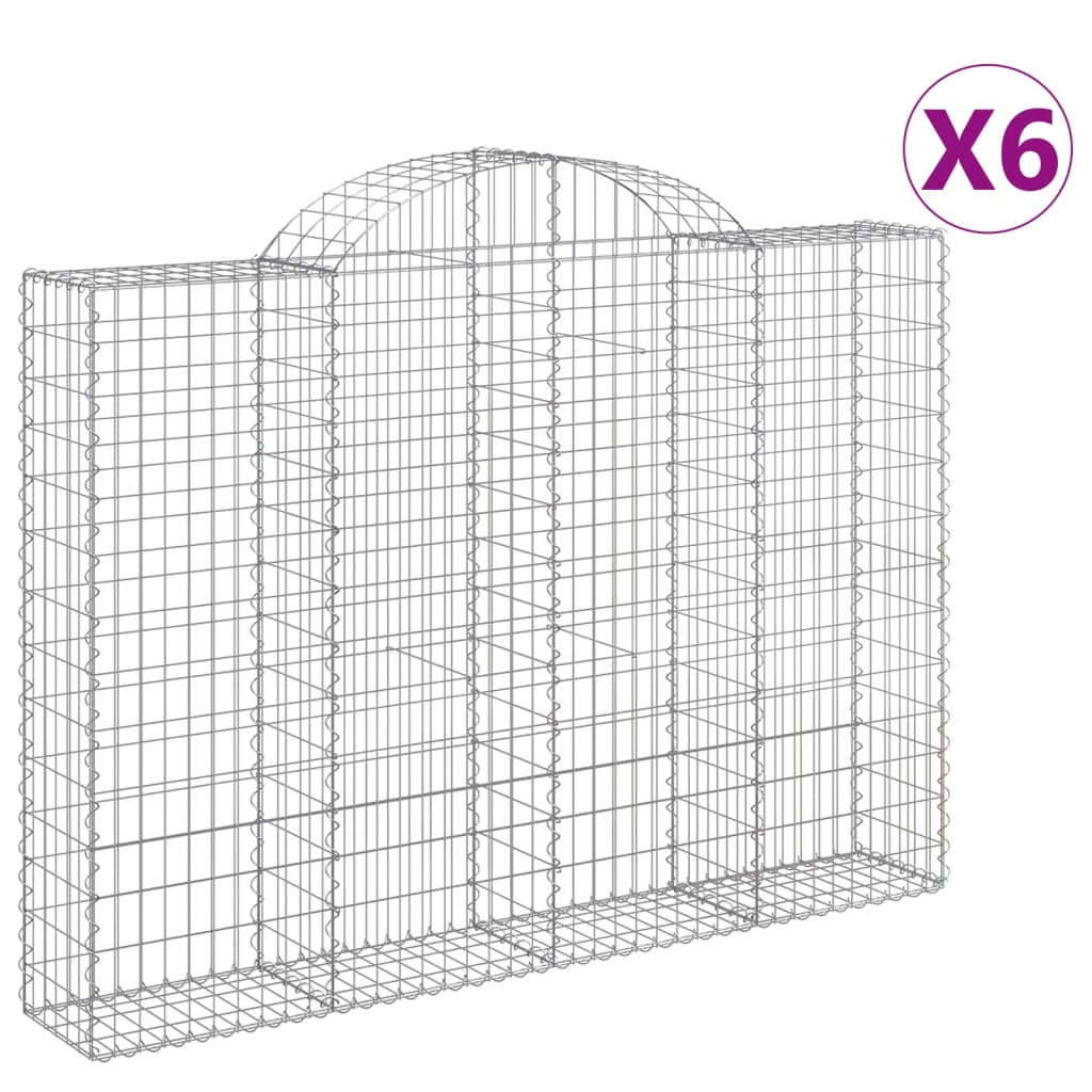 vidaXL Obokane gabion košare 6 kosov 200x30x140/160cm pocinkano železo