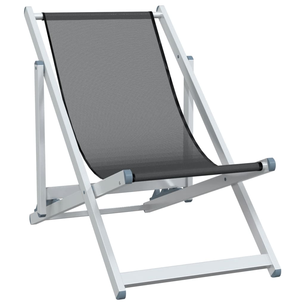 vidaXL Zložljivi stoli za na plažo 2 kosa siv aluminij in tekstil