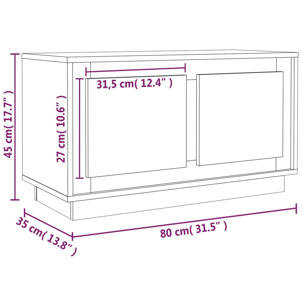 vidaXL TV omarica siva sonoma 80x35x45 cm inženirski les