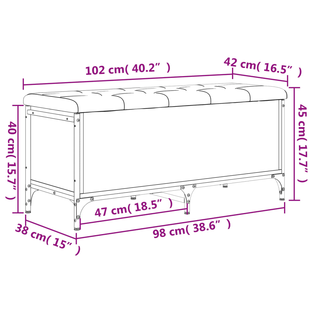 vidaXL Klop za shranjevanje sonoma hrast 102x42x45 cm inženirski les