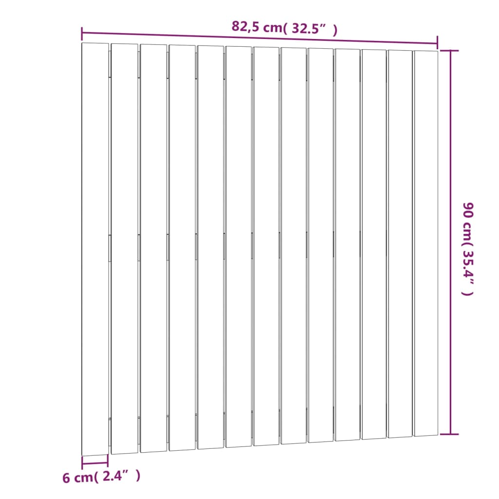 vidaXL Stensko posteljno vzglavje medeno rjavo 82,5x3x90 cm borovina