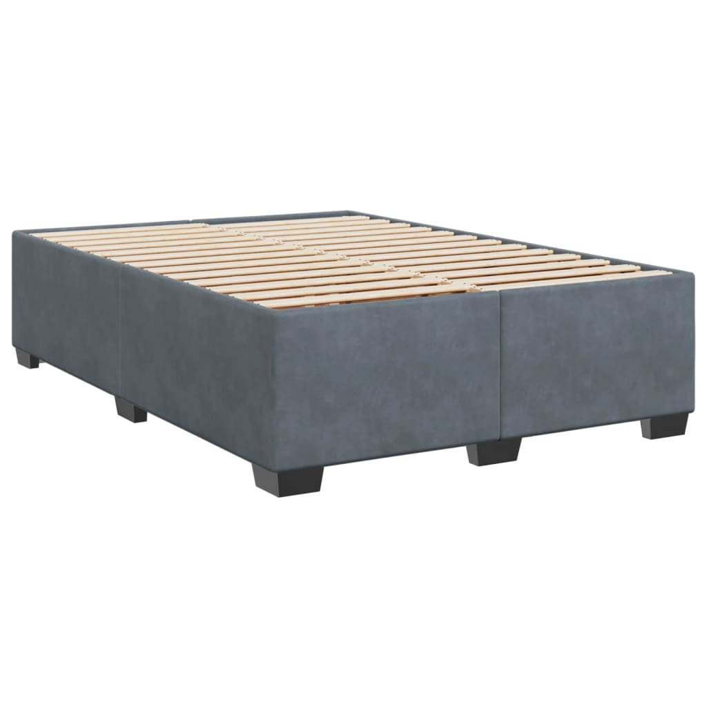 vidaXL Box spring postelja z vzmetnico temno siva 160x200 cm žamet