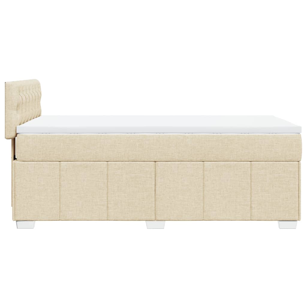 vidaXL Box spring postelja z vzmetnico krem 100x200 cm blago