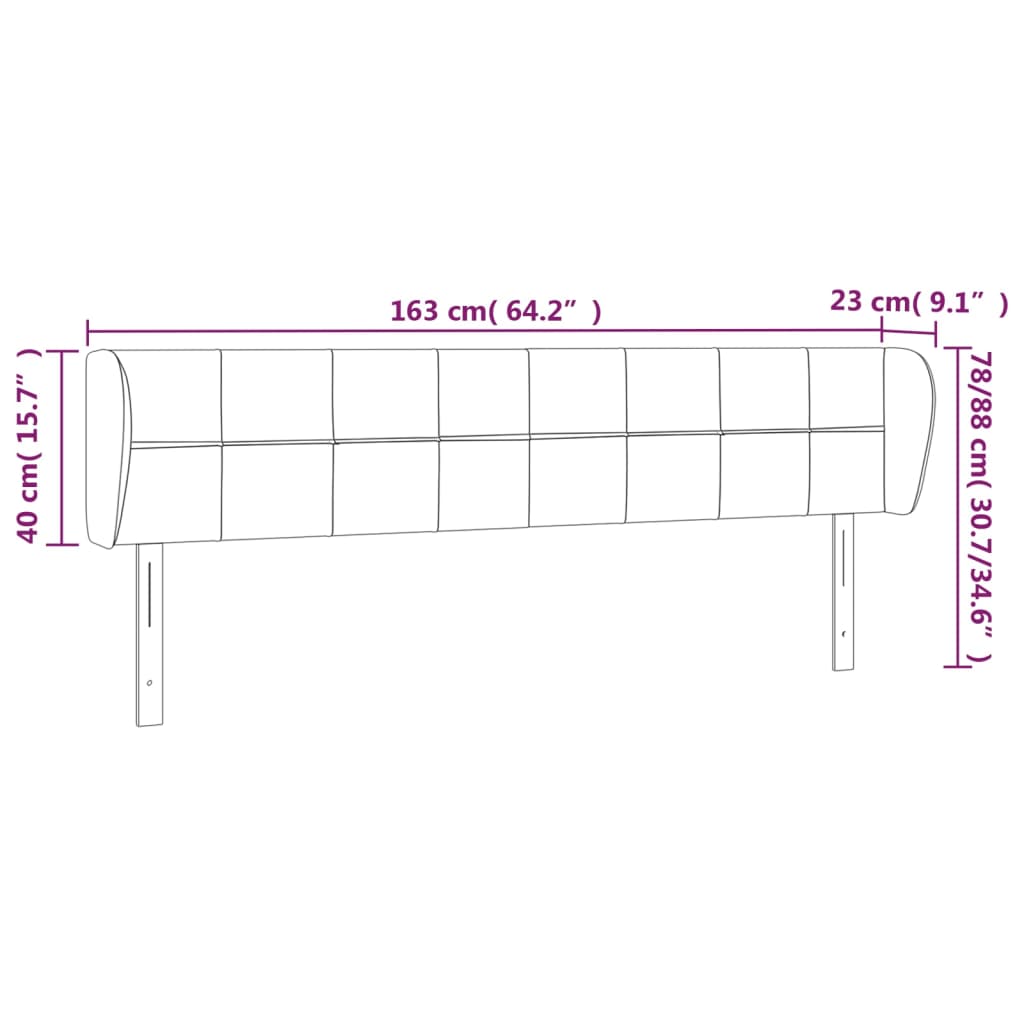 vidaXL Vzglavje z ušesi temno rjavo 163x23x78/88 cm blago