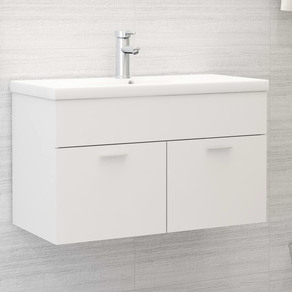 vidaXL Omarica za umivalnik bela 80x38,5x46 cm iverna pl.