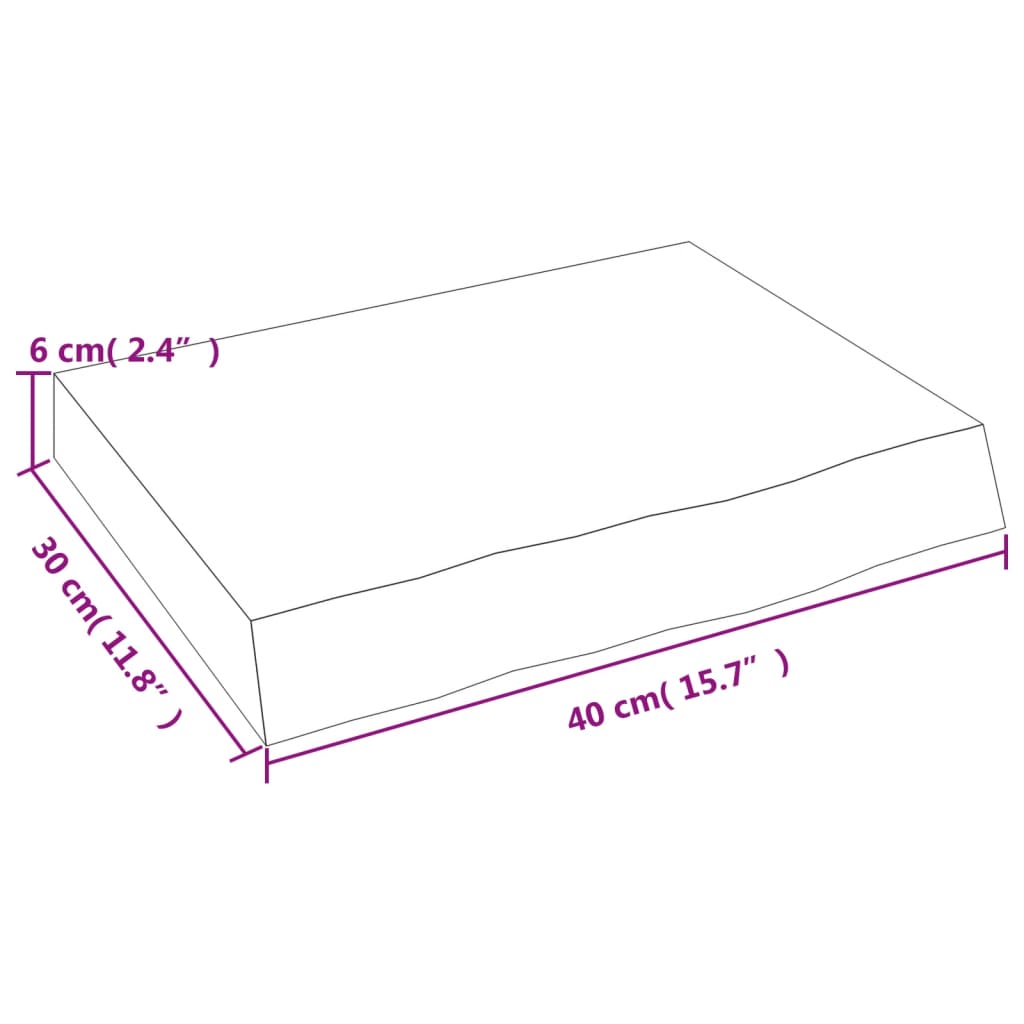 vidaXL Stenska polica 40x30x(2-6) cm neobdelana trdna hrastovina