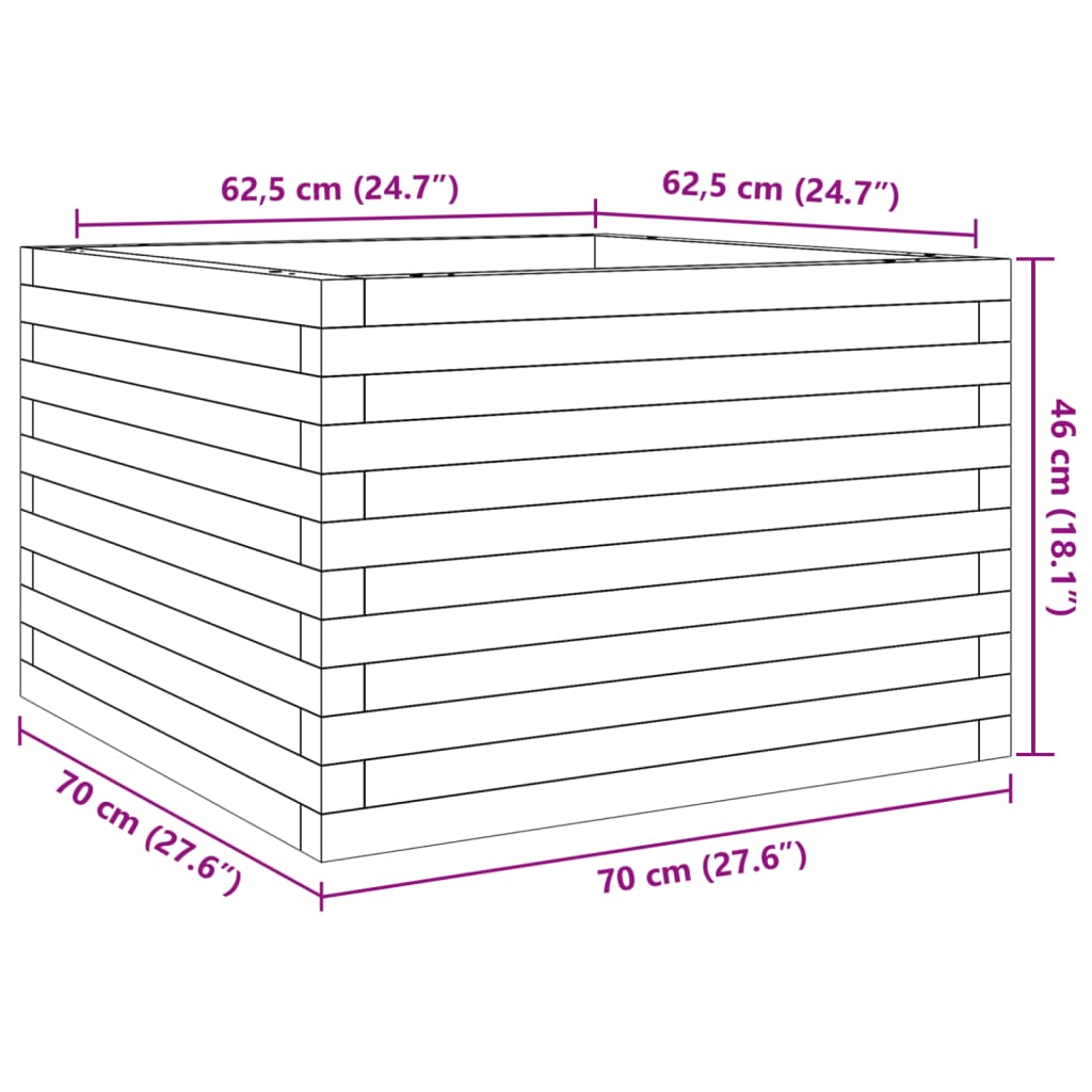 vidaXL Vrtno cvetlično korito 70x70x46 cm impregnirana borovina