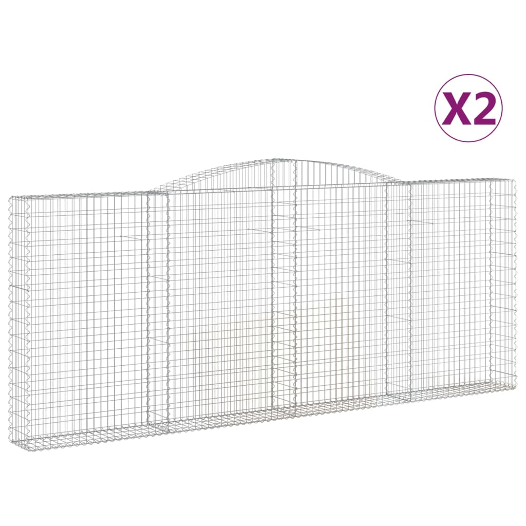 vidaXL Obokane gabion košare 2 kosa 400x30x160/180 cm pocinkano železo