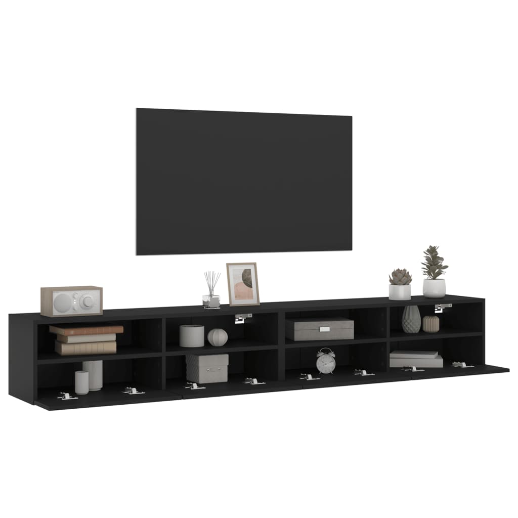 vidaXL Stenske TV omarice 2 kosa črne 100x30x30 cm inženirski les