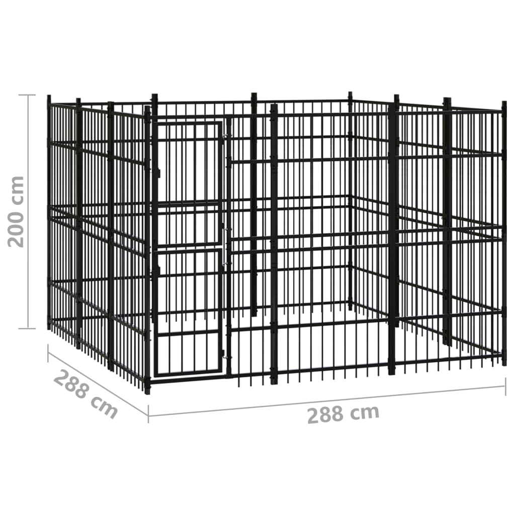 vidaXL Zunanji pasji boks jeklo 8,29 m²