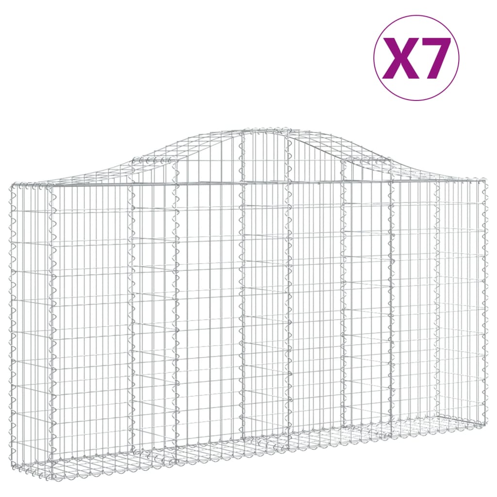 vidaXL Obokane gabion košare 7 kosov 200x30x100/120cm pocinkano železo