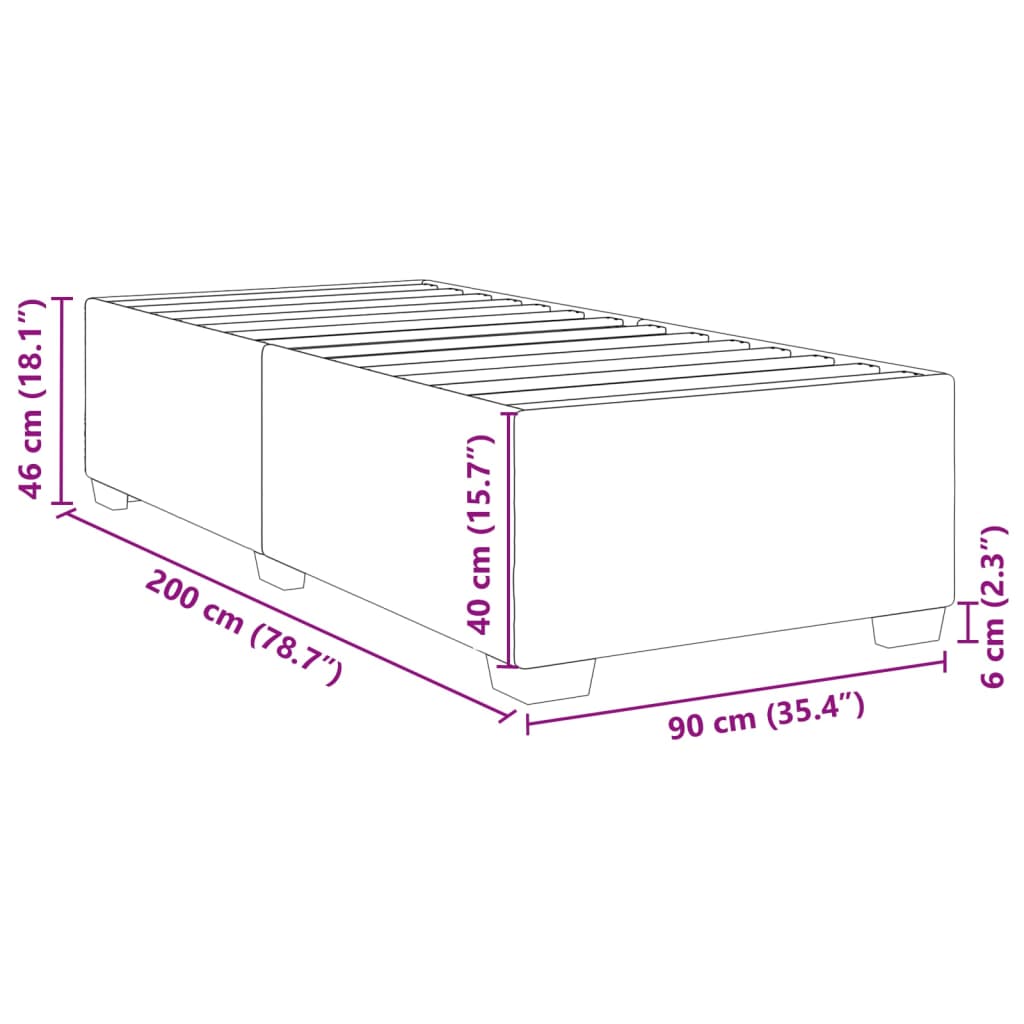 vidaXL Posteljni okvir temno siv 90x200 cm blago