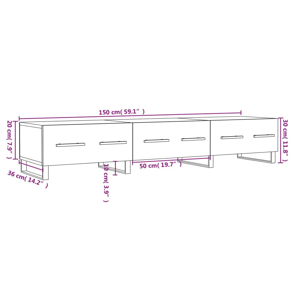 vidaXL TV omarica sonoma hrast 150x36x30 cm inženirski les