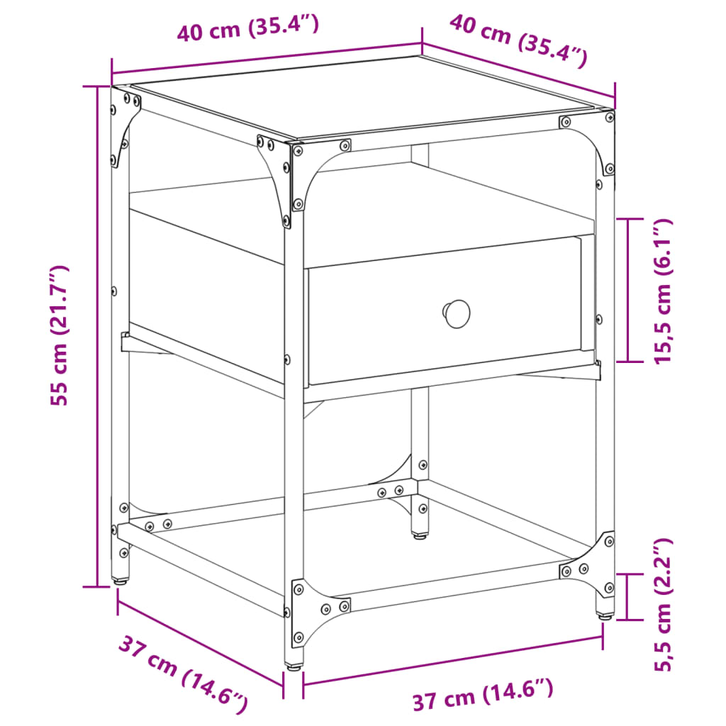 vidaXL Nočna omarica 2 kosa sonoma hrast 40x40x55 cm inženirski les