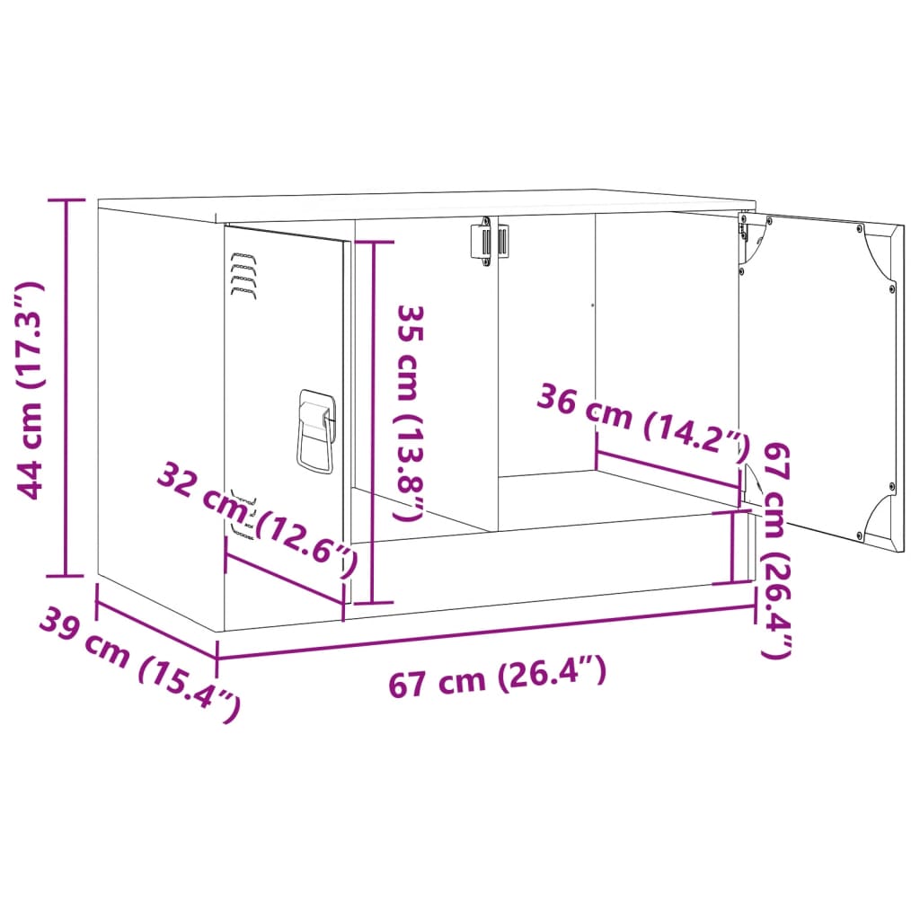 vidaXL TV omarica olivno zelena 67x39x44 cm jeklo