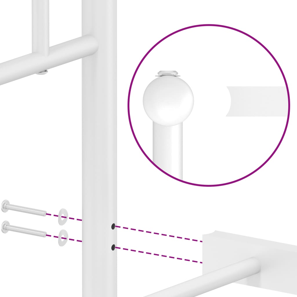 vidaXL Kovinski posteljni okvir z vzglavjem in vznožjem bel 150x200 cm