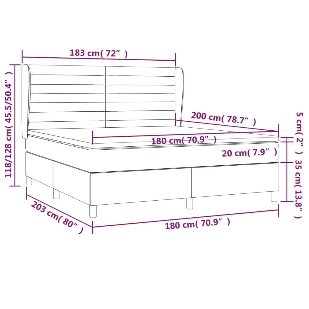 vidaXL Box spring postelja z vzmetnico svetlo siva 180x200 cm žamet