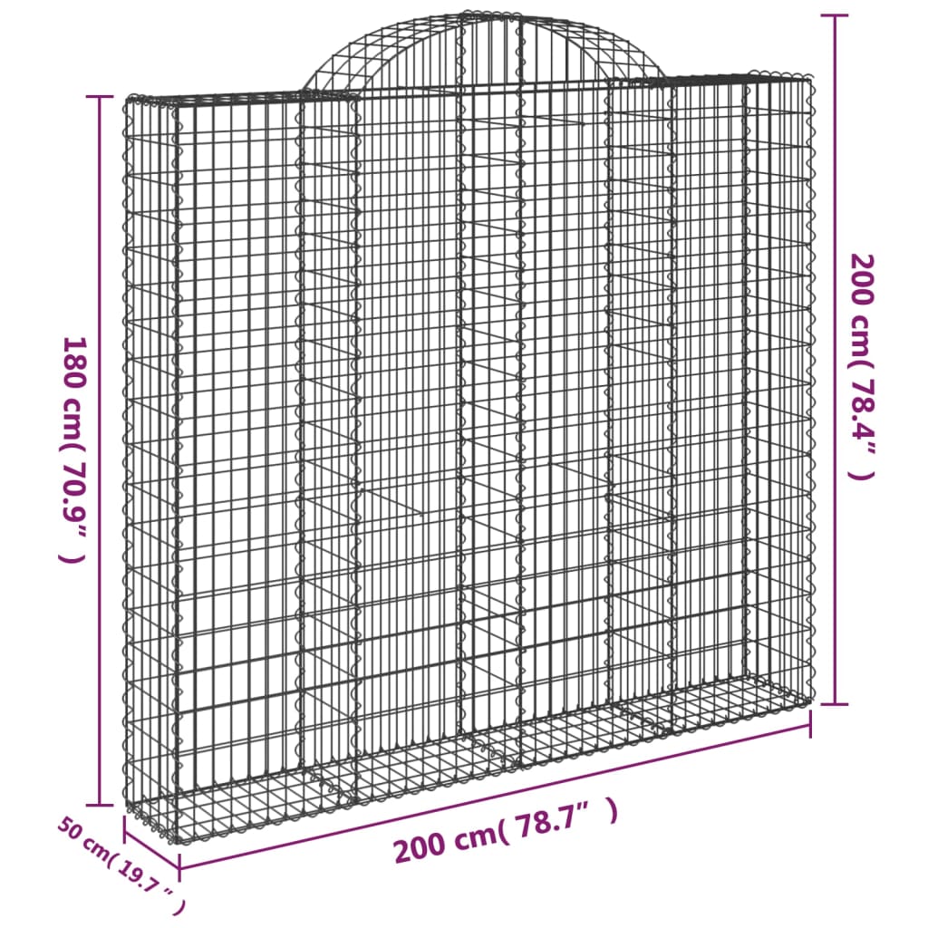 vidaXL Obokane gabion košare 5 kosov 200x50x180/200cm pocinkano železo