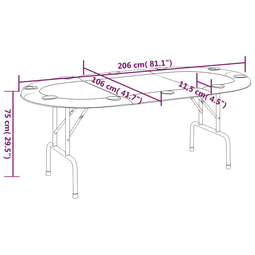 vidaXL Zložljiva poker miza za 10 igralcev modra 206x106x75 cm