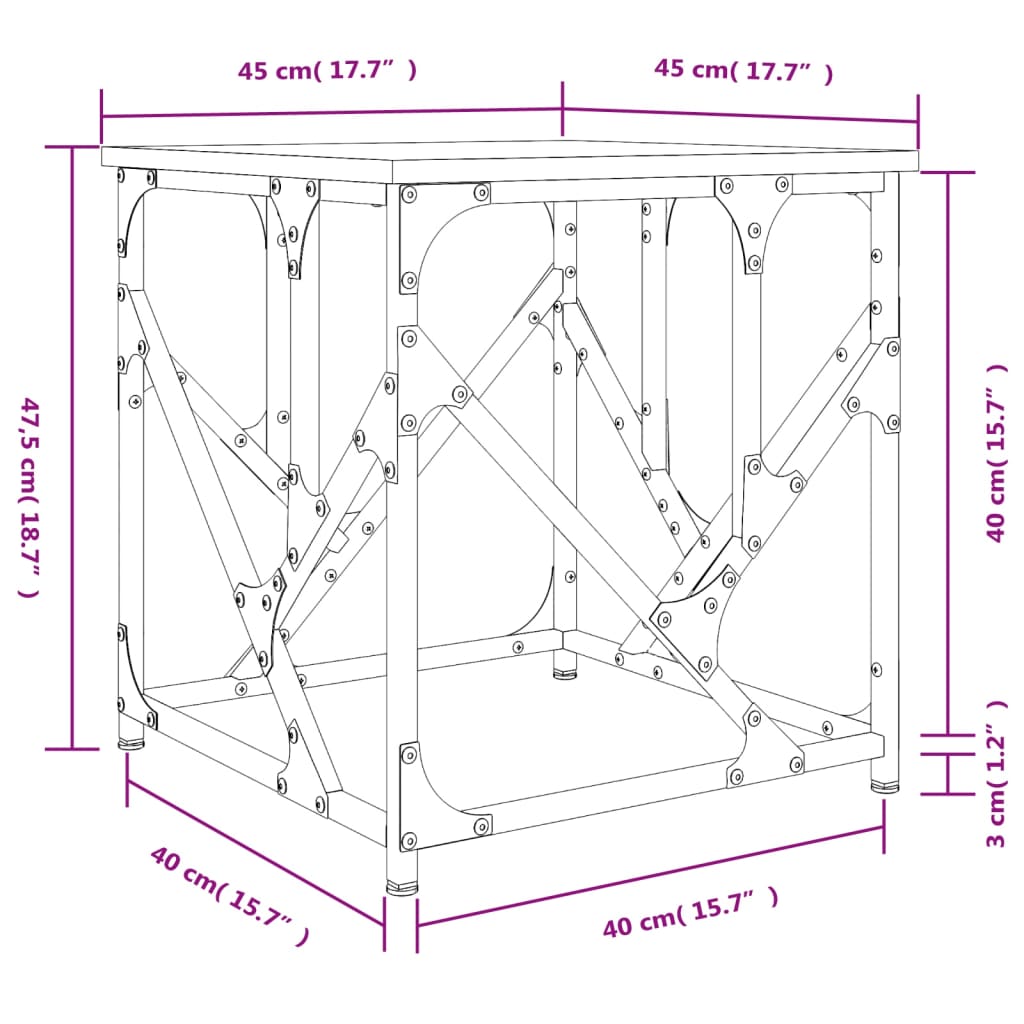 vidaXL Klubska mizica siva sonoma 45x45x47,5 cm inženirski les