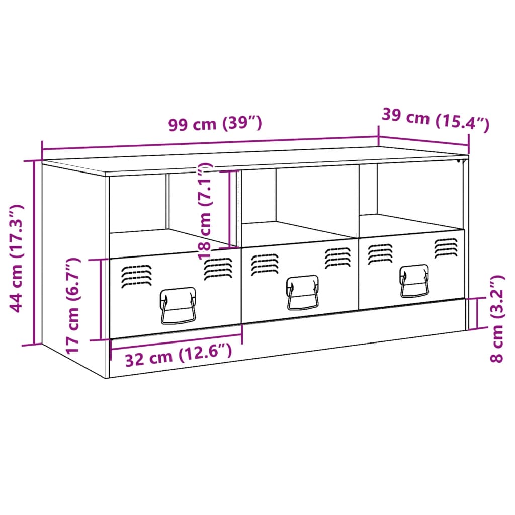 vidaXL TV omarica antracitna 99x39x44 cm jeklo