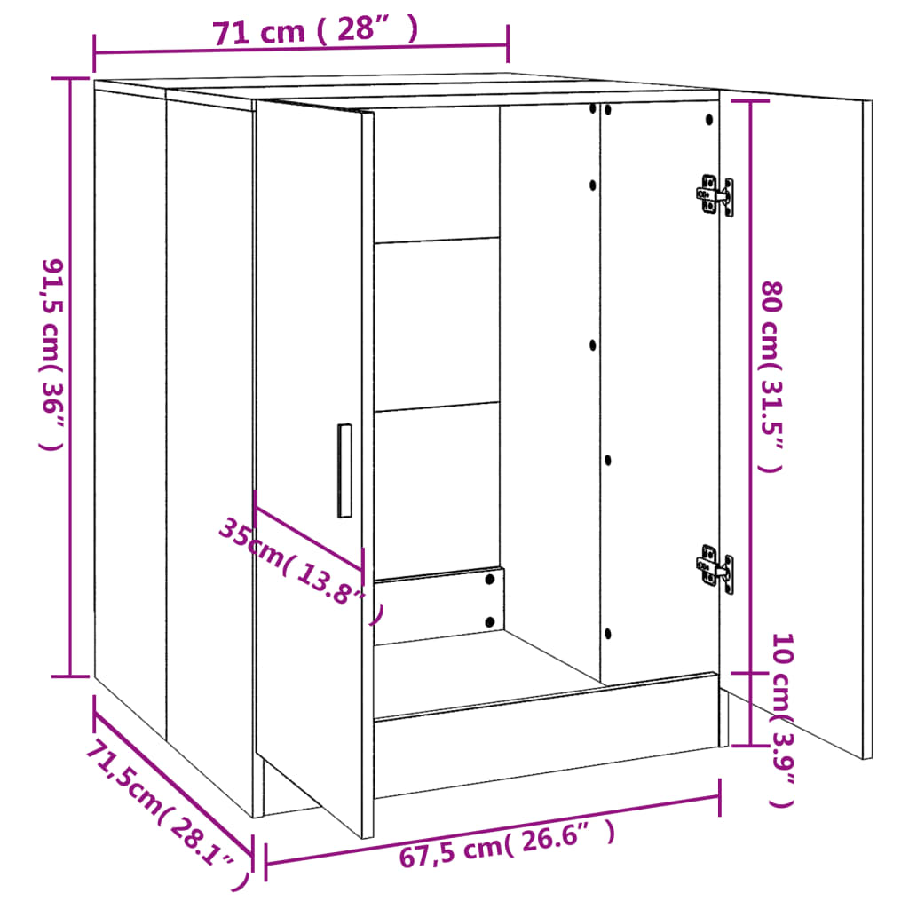 vidaXL Omara za pralni stroj rjavi hrast 71x71,5x91,5 cm