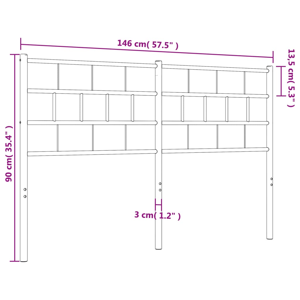 vidaXL Kovinsko vzglavje belo 140 cm