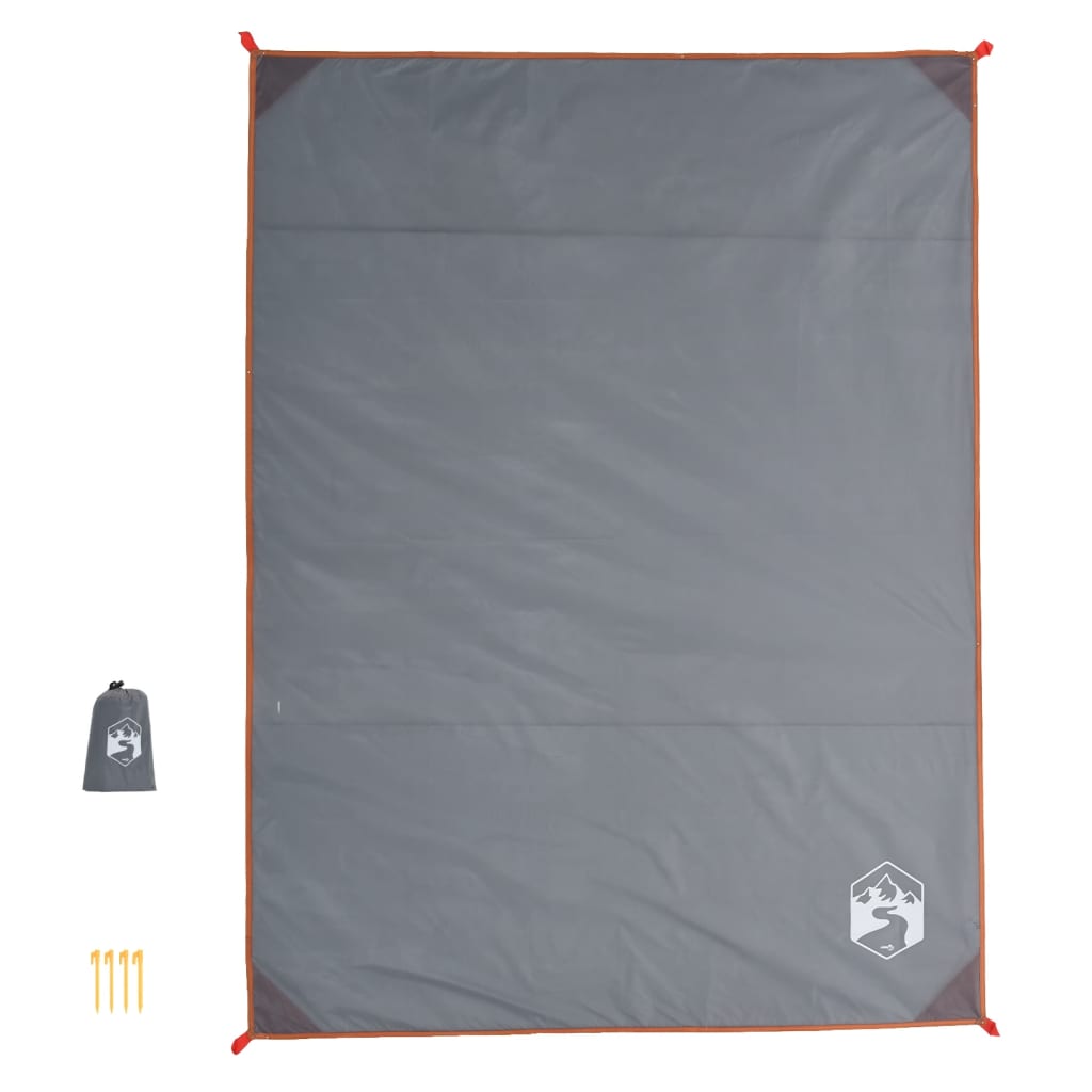 vidaXL Piknik odeja z zatiči siva in oranžna 205x155 cm