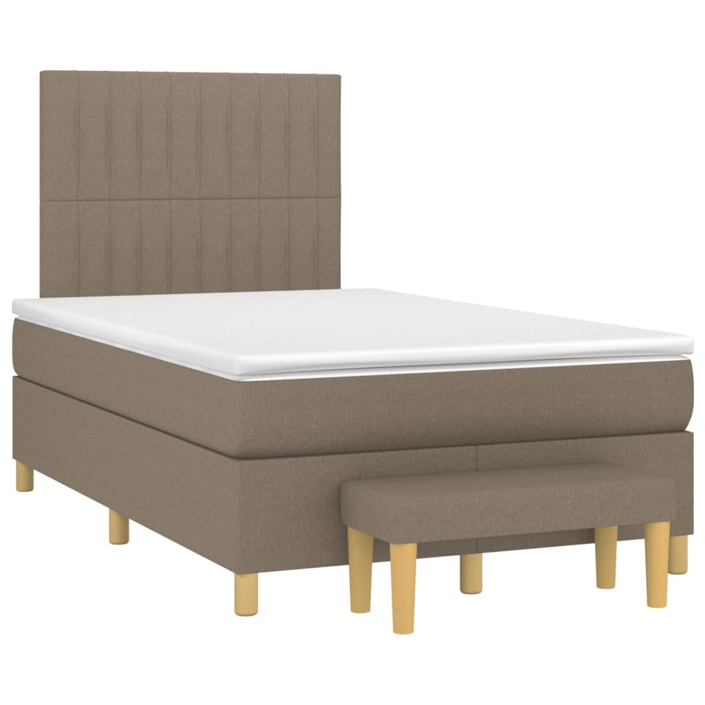 vidaXL Box spring postelja z vzmetnico taupe 120x190 cm blago