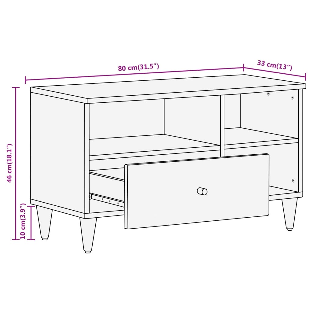 vidaXL TV omarica 80x33x46 cm trden mangov les