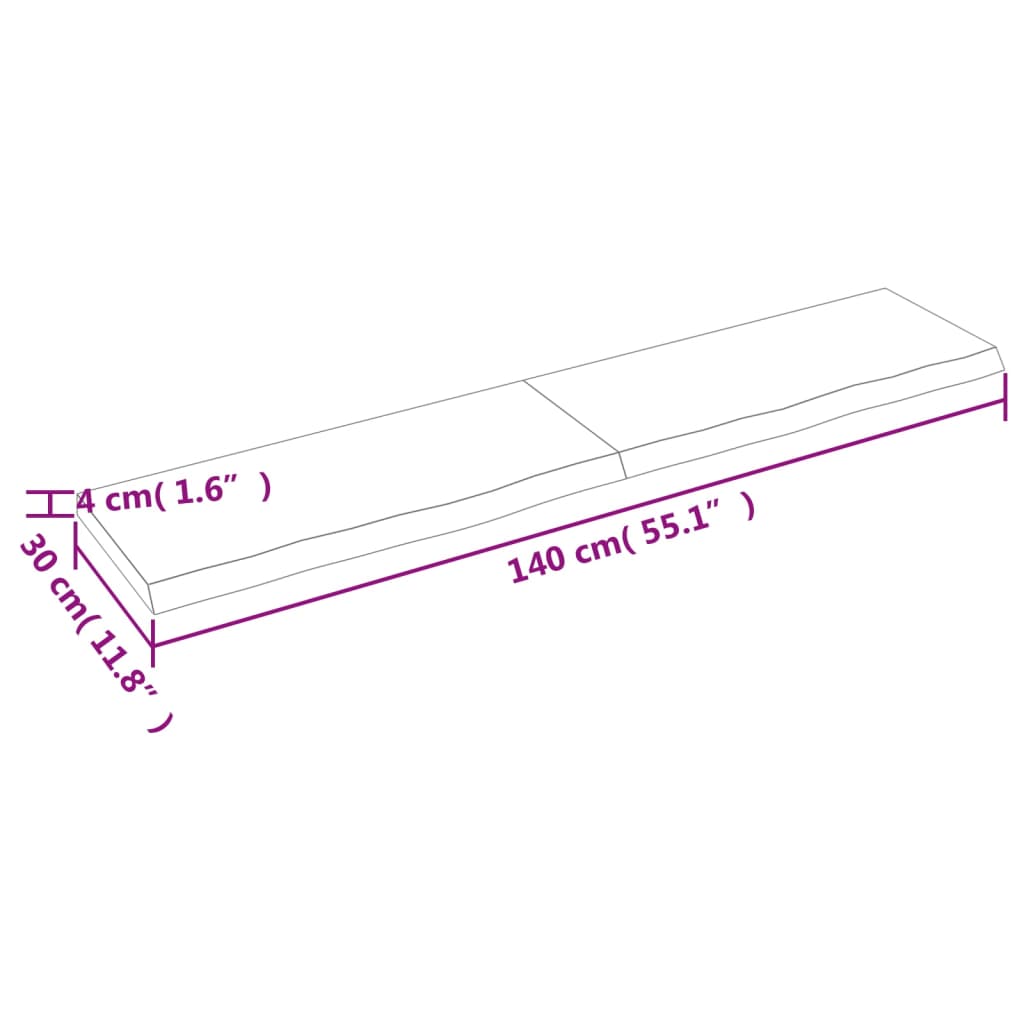 vidaXL Kopalniški pult temno rjav 140x30x(2-4) cm obdelan trden les