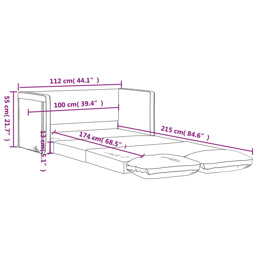 vidaXL Talni raztegljiv kavč 2 v 1 temno siv 112x174x55 cm blago