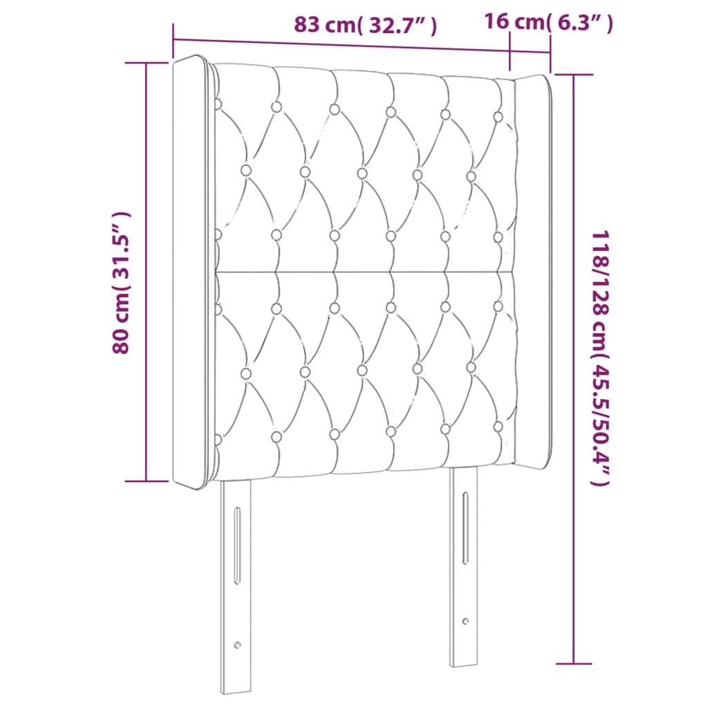 vidaXL LED posteljno vzglavje temno zeleno 83x16x118/128 cm žamet